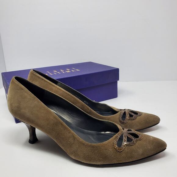 Stuart Weitzman Portal Mussue Suede point toe kitten Heels  Size 9.5 - Picture 1 of 12
